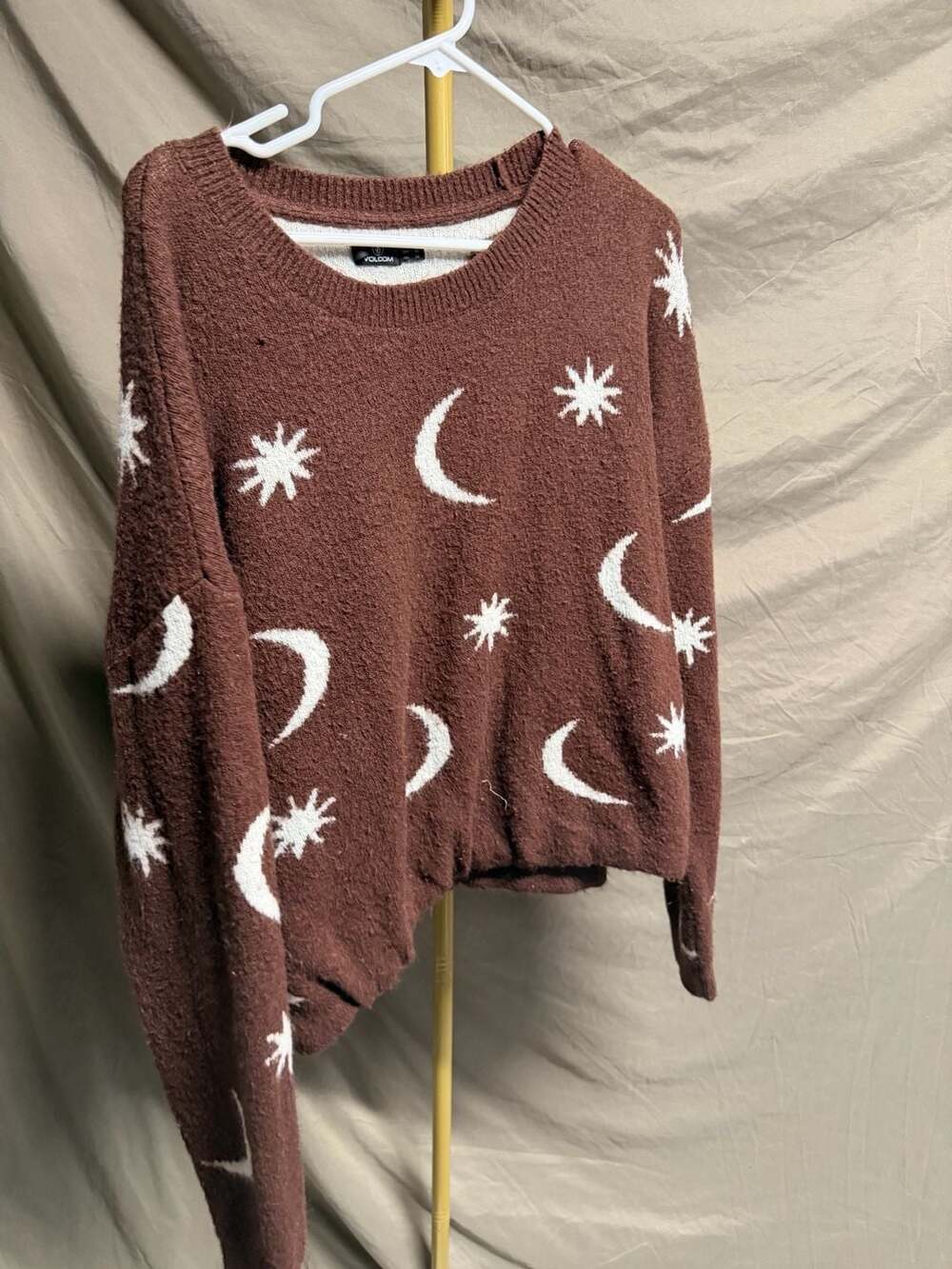 Volcom Women's Nyte Stone Crew Neck Sweater in Espresso